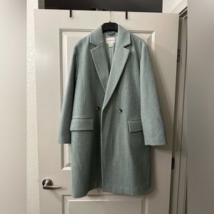 Club Monaco Relaxed Double-Breasted Coat | Size M | Teal/Green